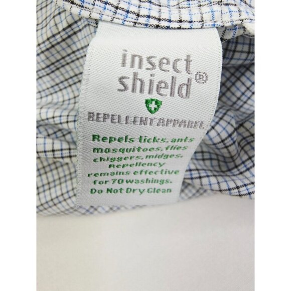 Exofficio Insect Shield Size Medium (8-10) Womens White Blue Brown Check Shirt - Picture 11 of 15